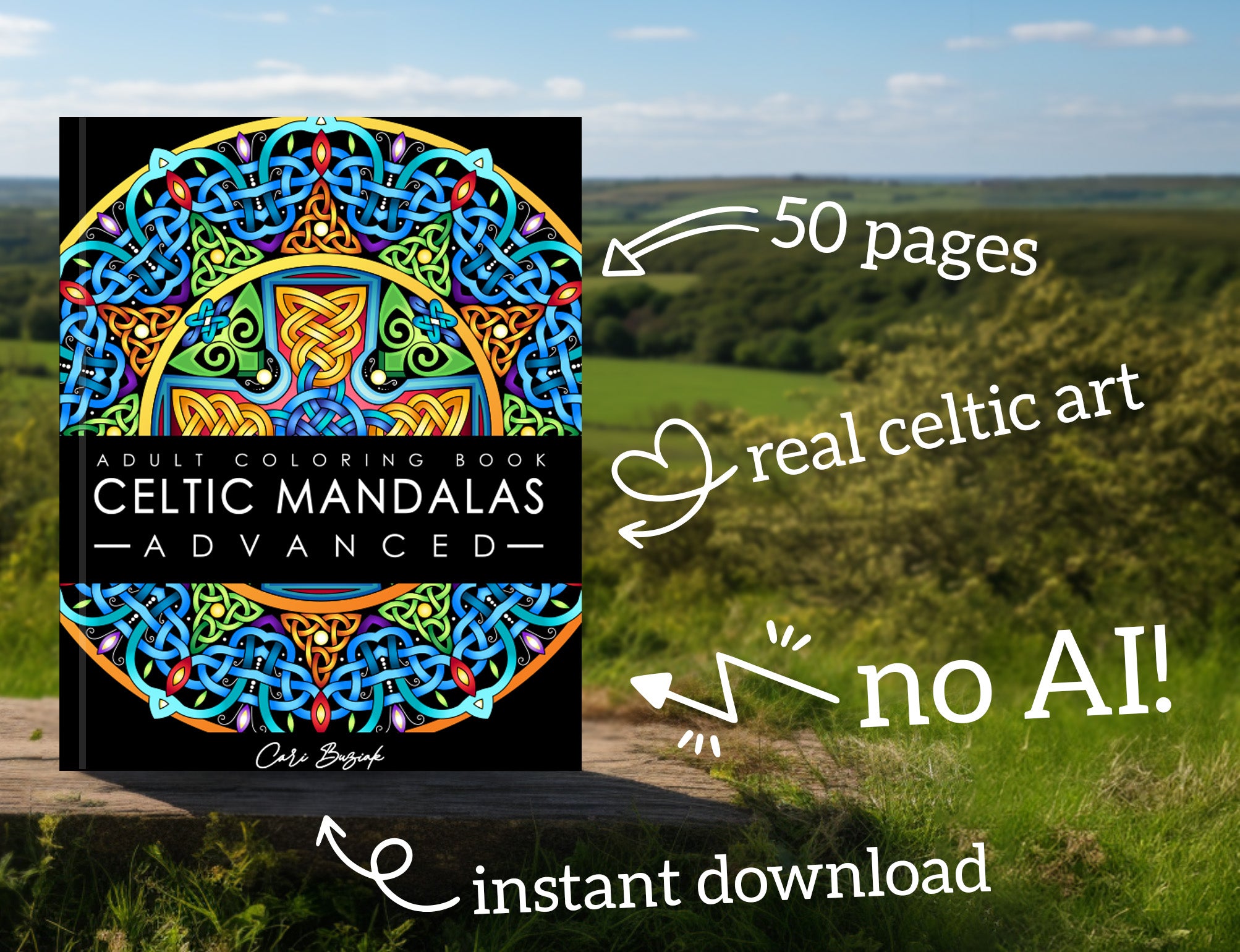 a book with a picture of a celtic design on it