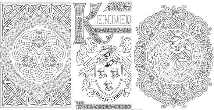 a coloring page with two different designs