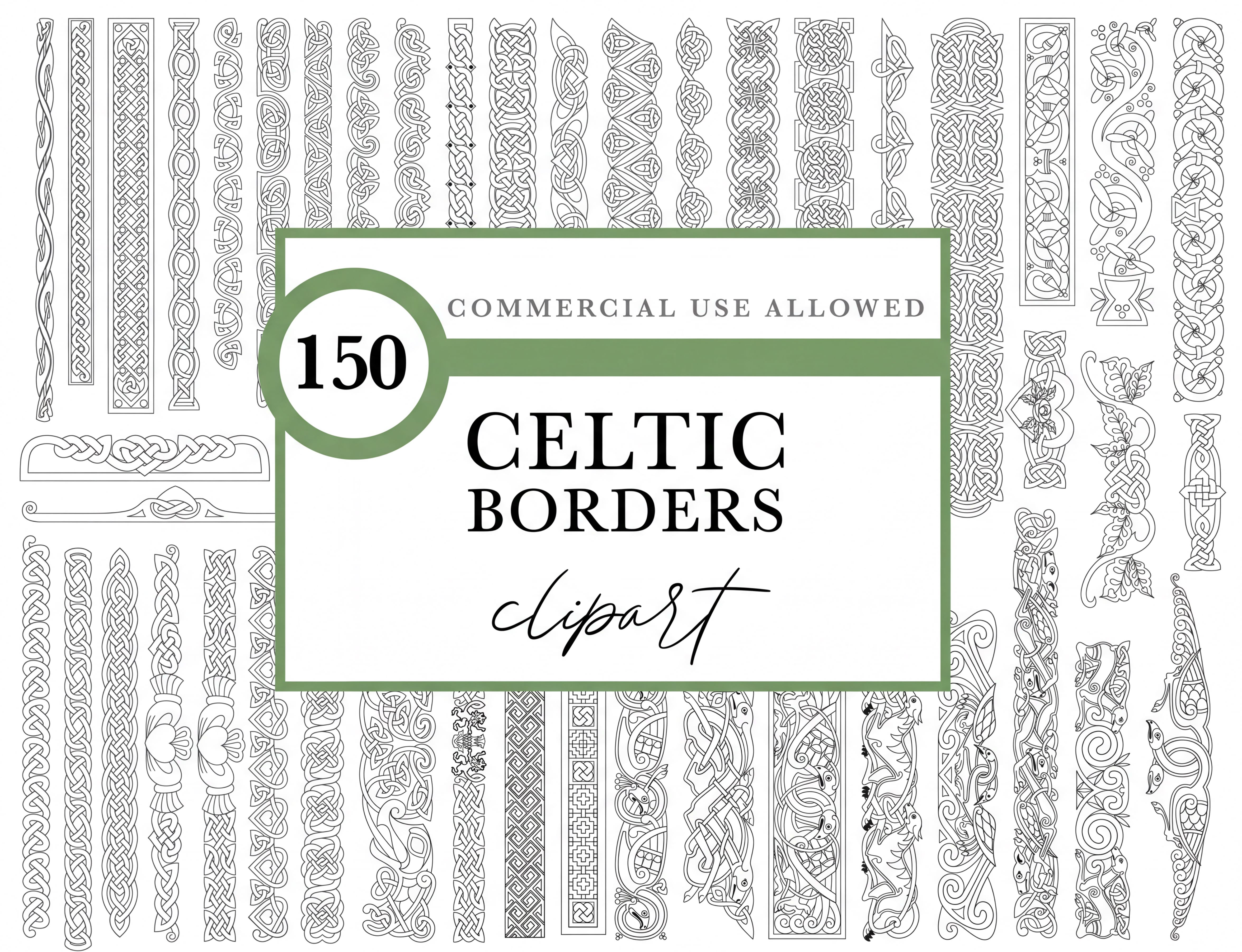 a large collection of celtic borders with the words,'commercial use allowed '