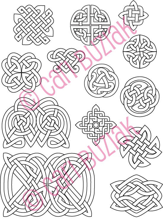 Celtic Tattoo Clipart - Black and White Celtic Knot Designs | Digital Artwork