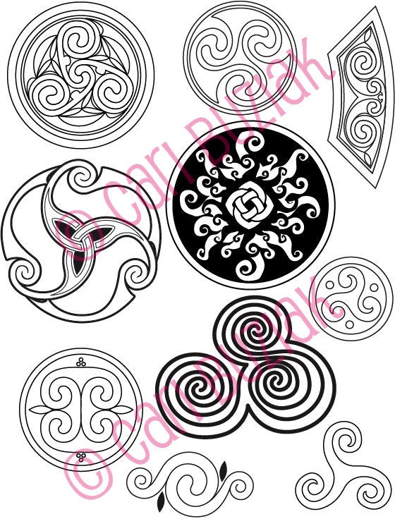Celtic Tattoo Clipart - Black and White Tree Designs | Pagan Spiral, Knotwork & Fantasy Art