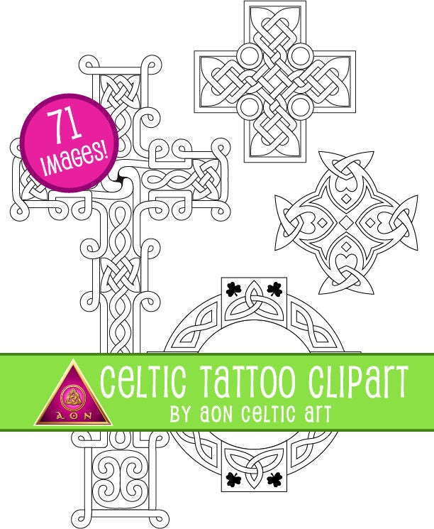 Celtic Tattoo Clipart - Black and White Celtic Knot Designs | Digital Artwork