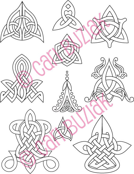 Celtic Tattoo Clipart - Black and White Celtic Knot Designs | Digital Artwork