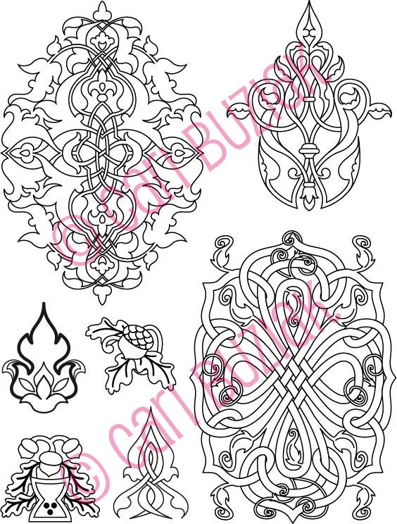 Celtic Tattoo Clipart - Black and White Dragon, Animal & Vine Designs for Crafting