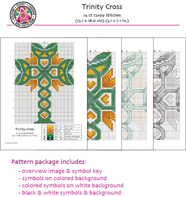Celtic Cross Stitch - Irish Embroidery Pattern With Trinity Knot Design & Housewarming Gift