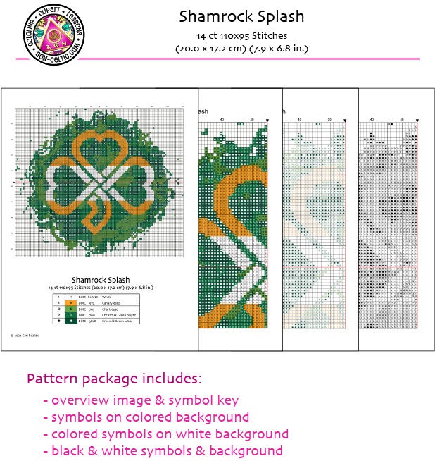 Celtic Cross Stitch Pattern – Shamrock Cross Stitch With Kelly Green Splash
