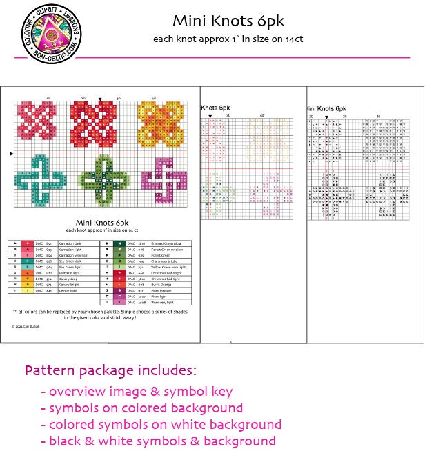 Celtic Cross Stitch Patterns - 6 Mini Knots Embroidery PDF for St Patrick's Day Gift