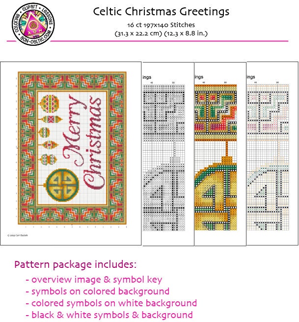 Celtic Cross Stitch Pattern – Christmas Cross Stitch Design with Celtic Knot Embroidery