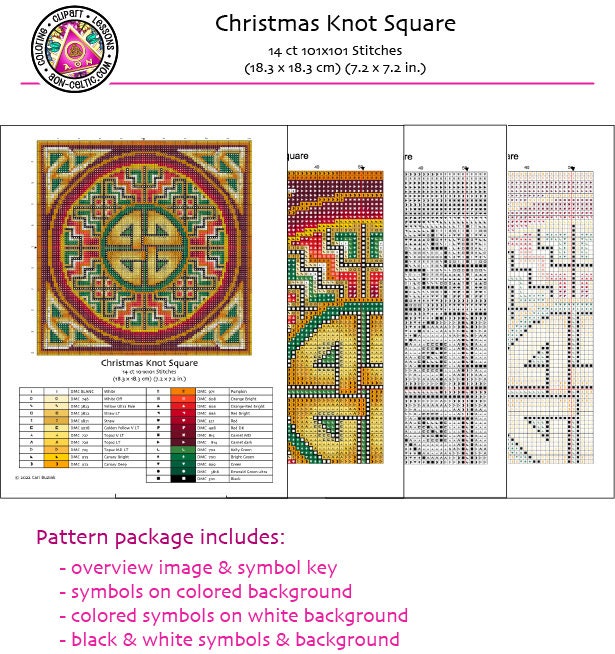 Celtic Cross Stitch Pattern – Christmas Embroidery Design With Celtic Knot Detail