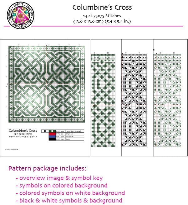 Celtic Cross-Stitch Pattern - Irish Embroidery Design | Aida 14 Count Fabric Gift