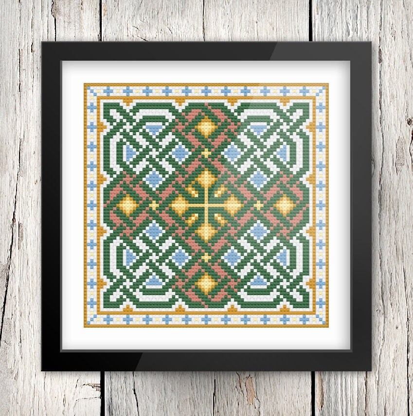 Celtic Cross Stitch Pattern - Irish Embroidery PDF With Knotwork Design