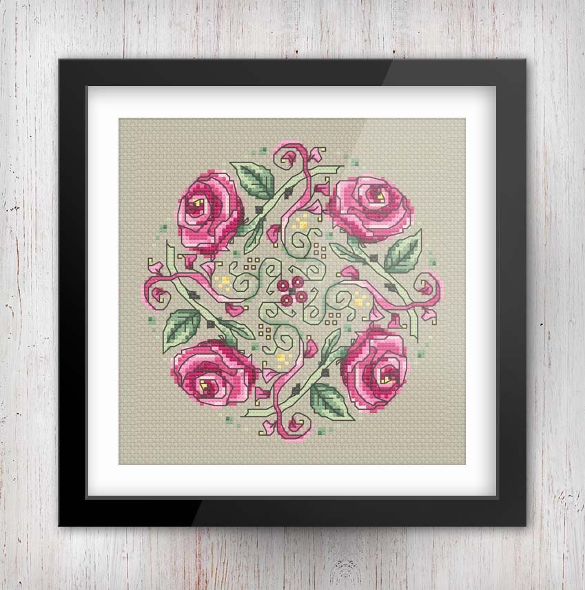 Celtic Cross Stitch Pattern – Whimsical Roses Floral Needlework Chart for St Patrick's Gift