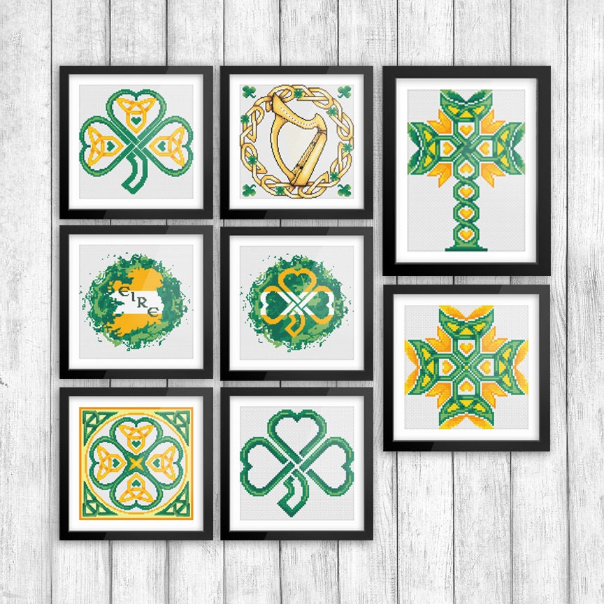 Celtic Cross Stitch Paddy Pack Patterns - Irish Embroidery Gift PDF Set