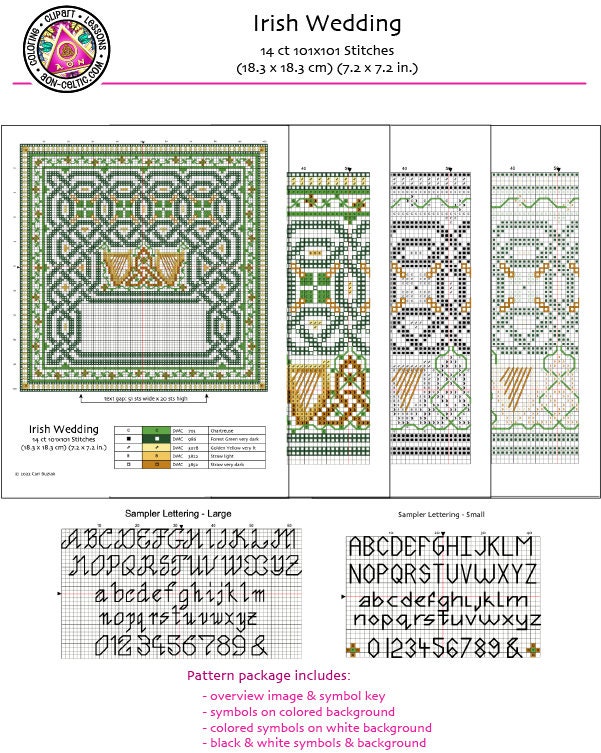 Celtic Cross Stitch Pattern – Irish Embroidery Design With Shamrock Motif & Wedding Chart