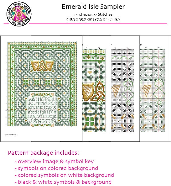 Celtic Cross Stitch Pattern - Irish Embroidery Design | Emerald Isle Sampler Gift