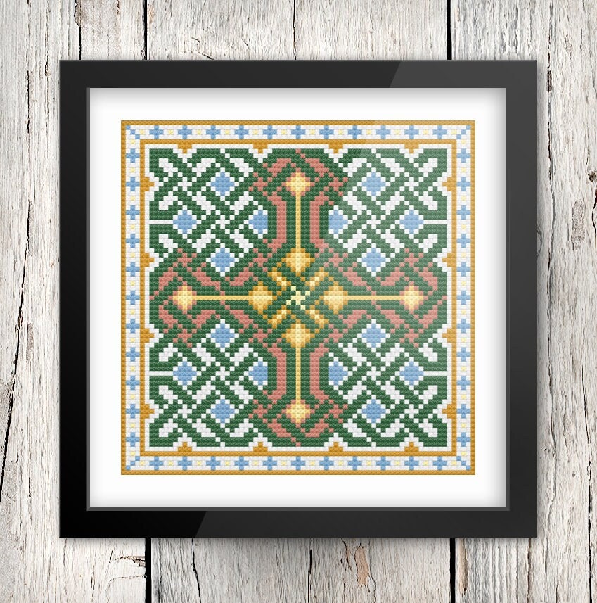Celtic Cross Stitch - Irish Embroidery Pattern | Full Color Columbine Cross Design