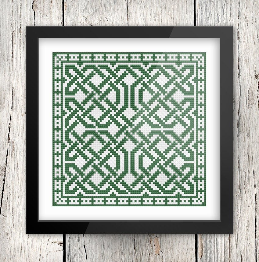 Celtic Cross-Stitch Pattern - Irish Embroidery Design | Aida 14 Count Fabric Gift