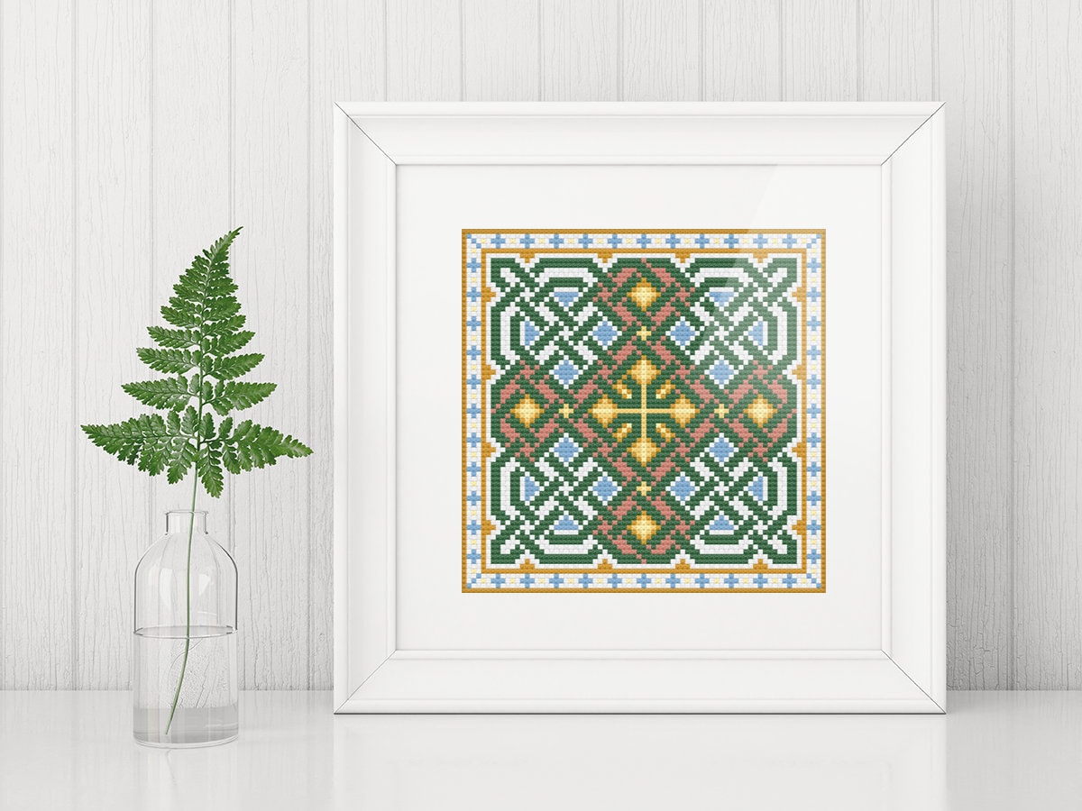 Celtic Cross Stitch Pattern - Irish Embroidery PDF With Knotwork Design