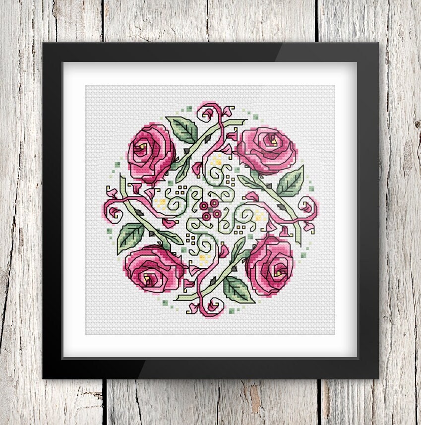 Celtic Cross Stitch Pattern – Whimsical Roses Floral Needlework Chart for St Patrick's Gift
