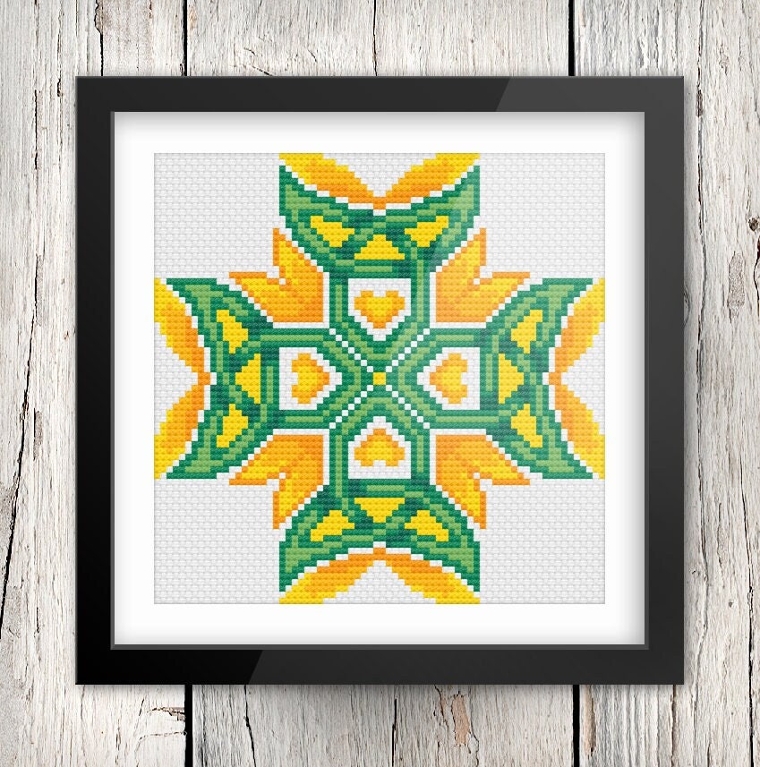 Celtic Cross-Stitch Pattern – Irish Embroidery Design With Flaming Heart & Trinity Knot