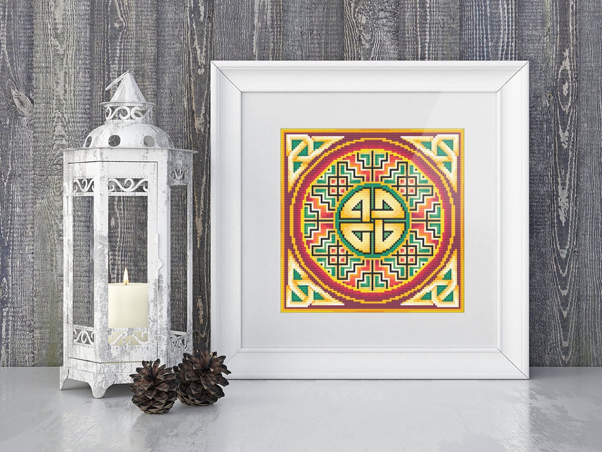 Celtic Cross Stitch Pattern – Christmas Embroidery Design With Celtic Knot Detail