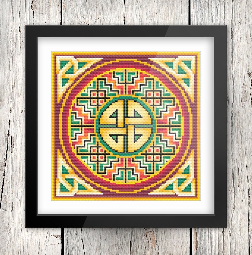 Celtic Cross Stitch Pattern – Christmas Embroidery Design With Celtic Knot Detail