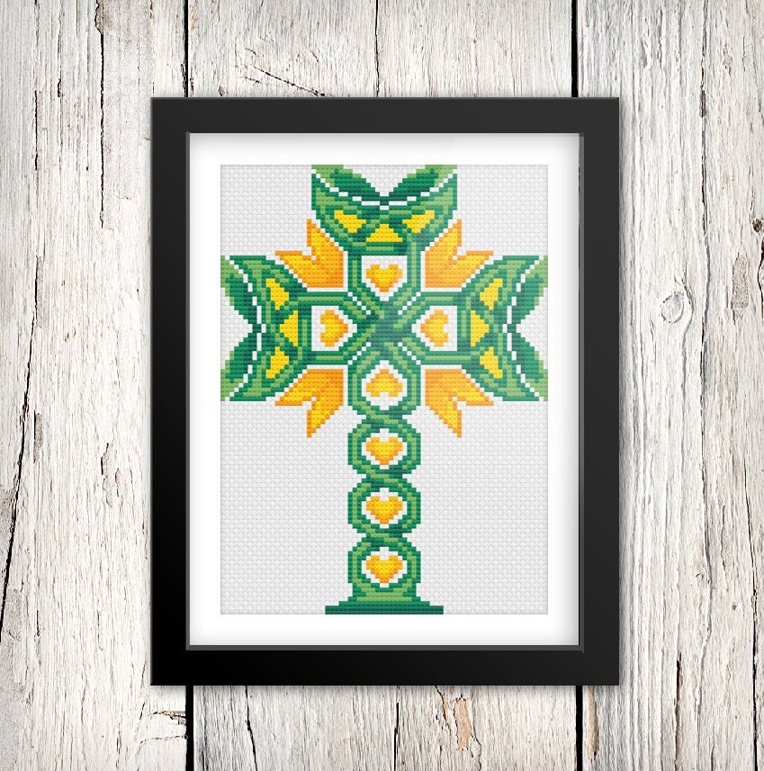 Celtic Cross Stitch - Irish Embroidery Pattern With Trinity Knot Design & Housewarming Gift
