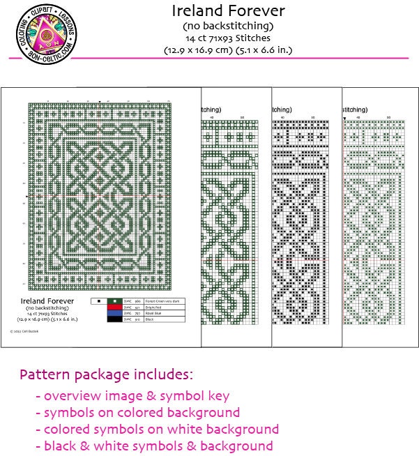 Celtic Cross Stitch Pattern – Irish Embroidery Design | No Backstitch Pattern Gift