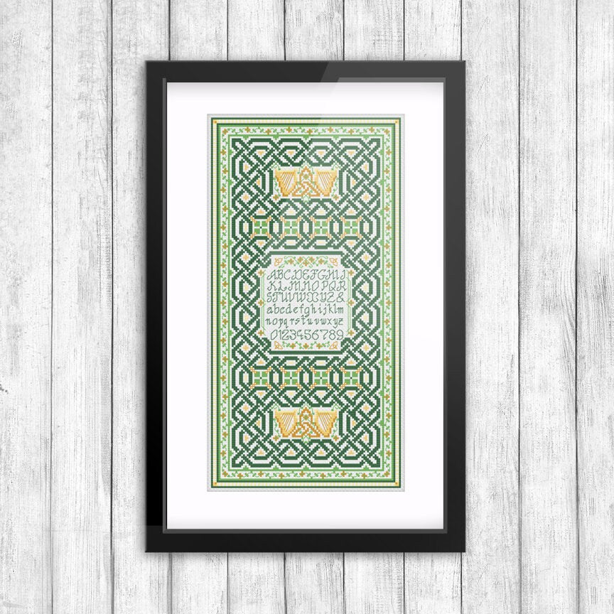 Celtic Cross Stitch Pattern - Irish Embroidery Design | Emerald Isle Sampler Gift