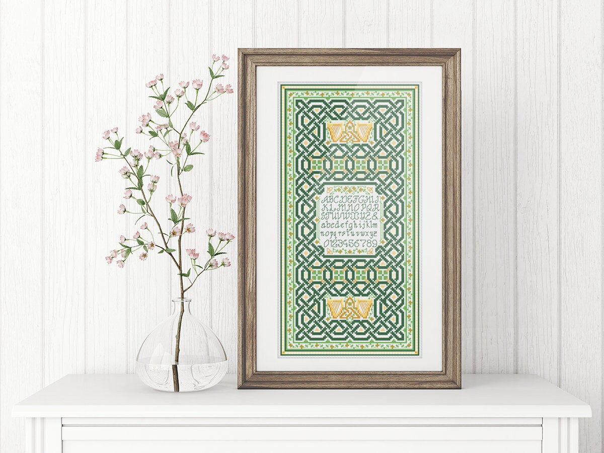 Celtic Cross Stitch Pattern - Irish Embroidery Design | Emerald Isle Sampler Gift