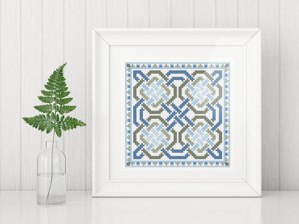 Celtic Cross Stitch Pattern – Irish Knotwork Design on Aida 14 Count Fabric