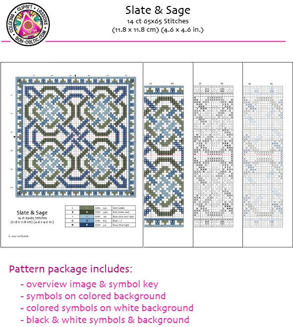 Celtic Cross Stitch Pattern – Irish Knotwork Design on Aida 14 Count Fabric