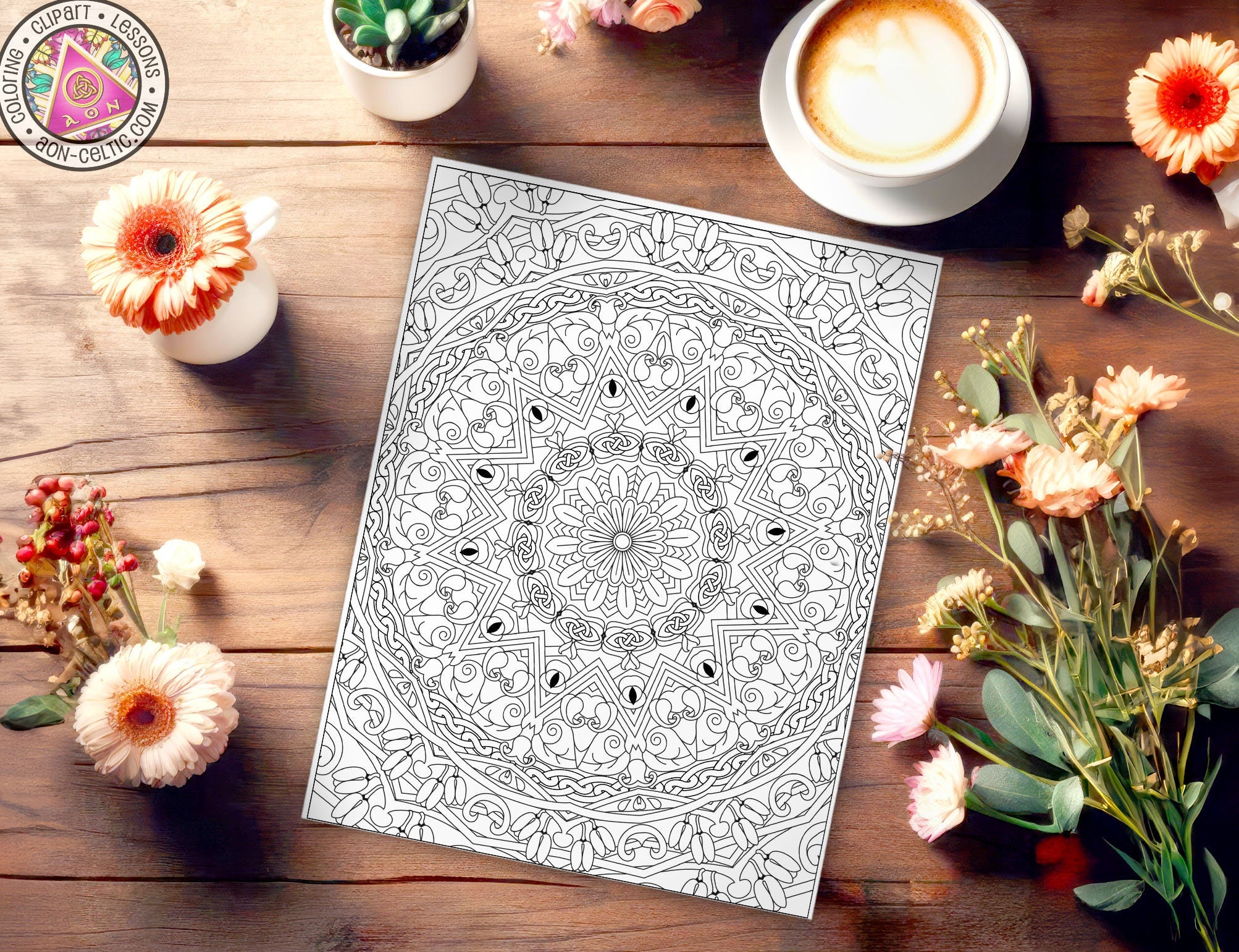 Celtic Coloring Book - St Patrick's Day Tulip Coloring Page With Intricate Knotwork Art