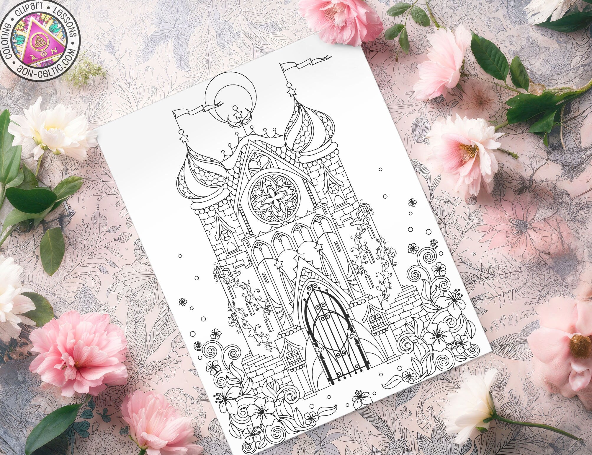 Celtic Coloring Pages - Fantasy Celtic Fairy Castle Coloring Book PDF Download