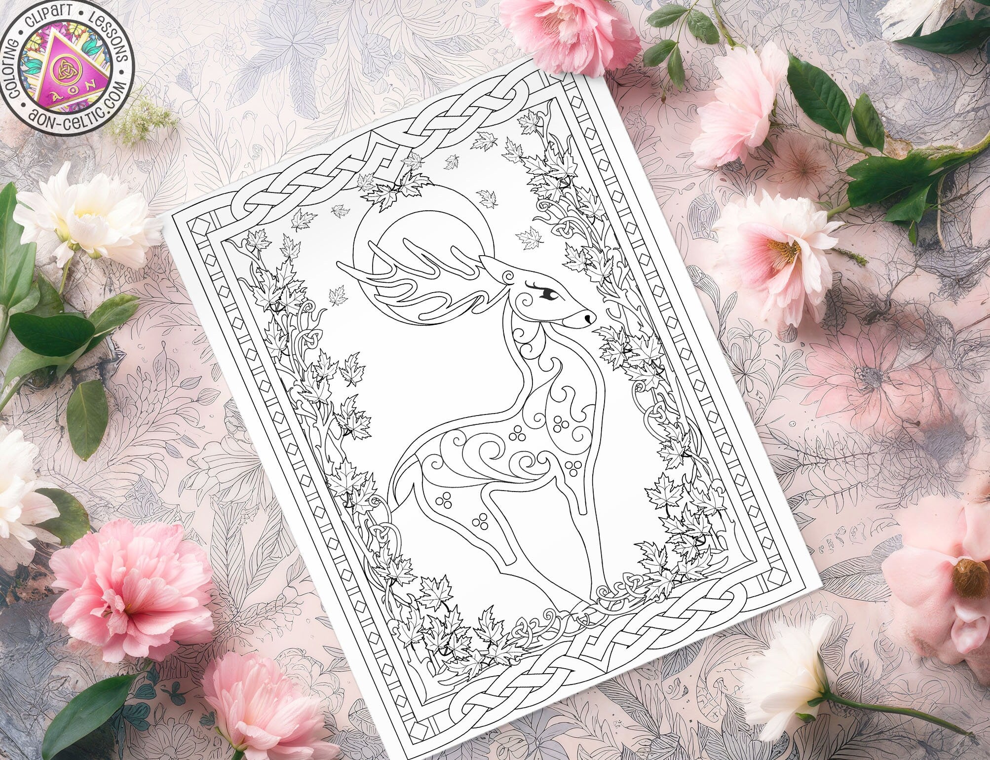 Celtic Coloring Book - Irish Stag Forest Mythical Animal Art PDF Download