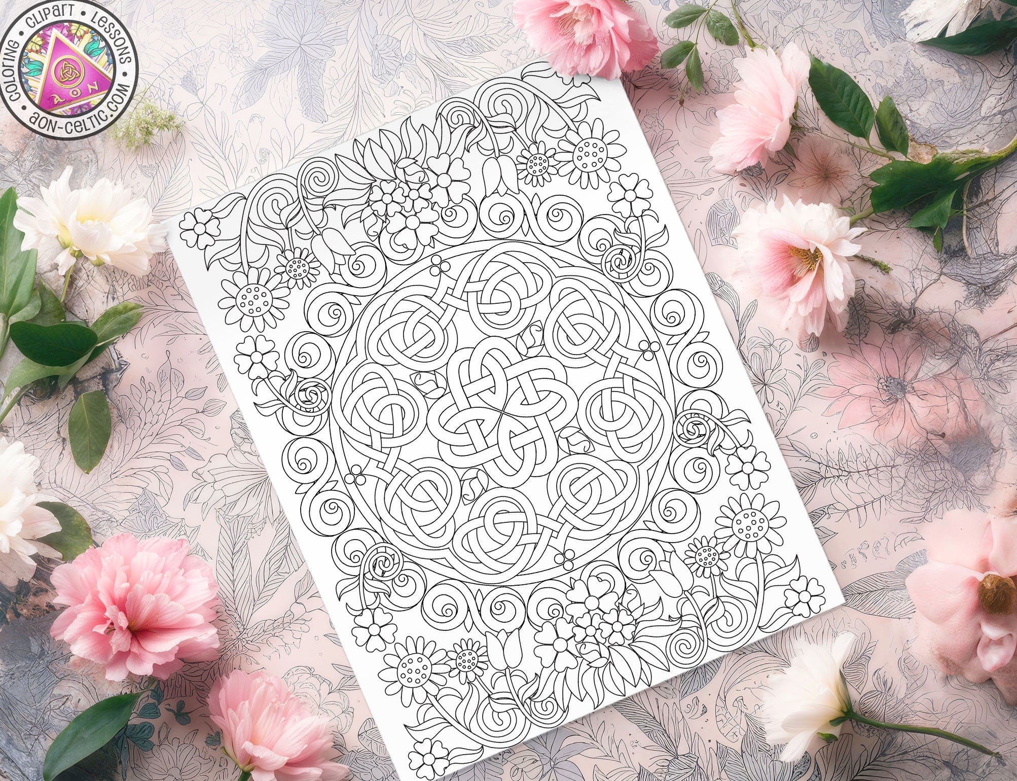 Celtic Coloring Book – Spring Flowers & Detailed Knots | Easter & St Patrick's Day PDF