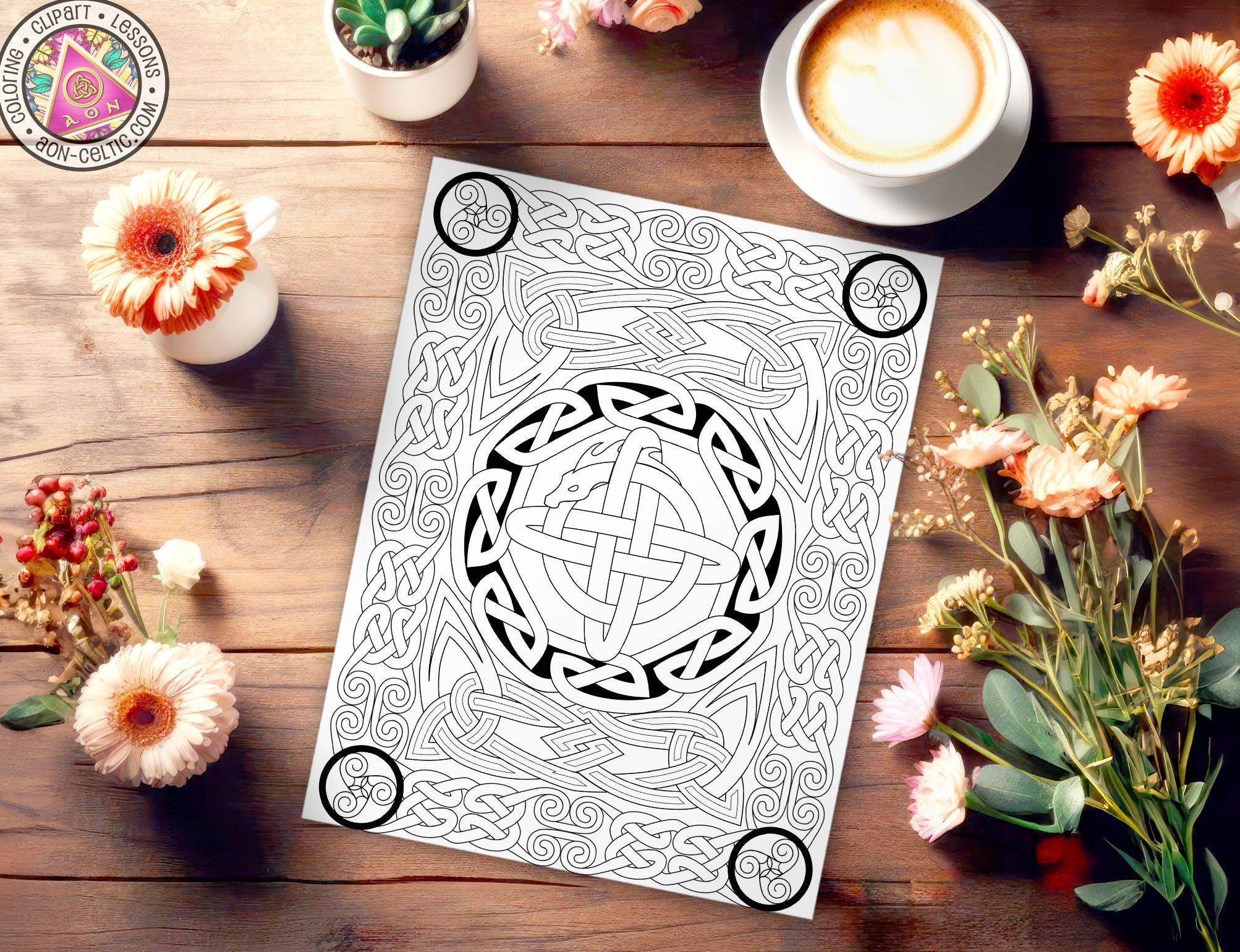 Celtic Knot Coloring - Dragon Coloring Page | Intricate Celtic Art & Seasonal Designs