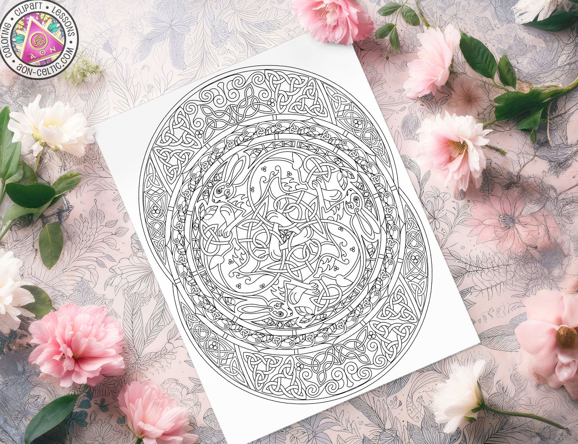 Celtic Rabbit Mandala - Easter Coloring Page | St Patrick's Coloring Book PDF