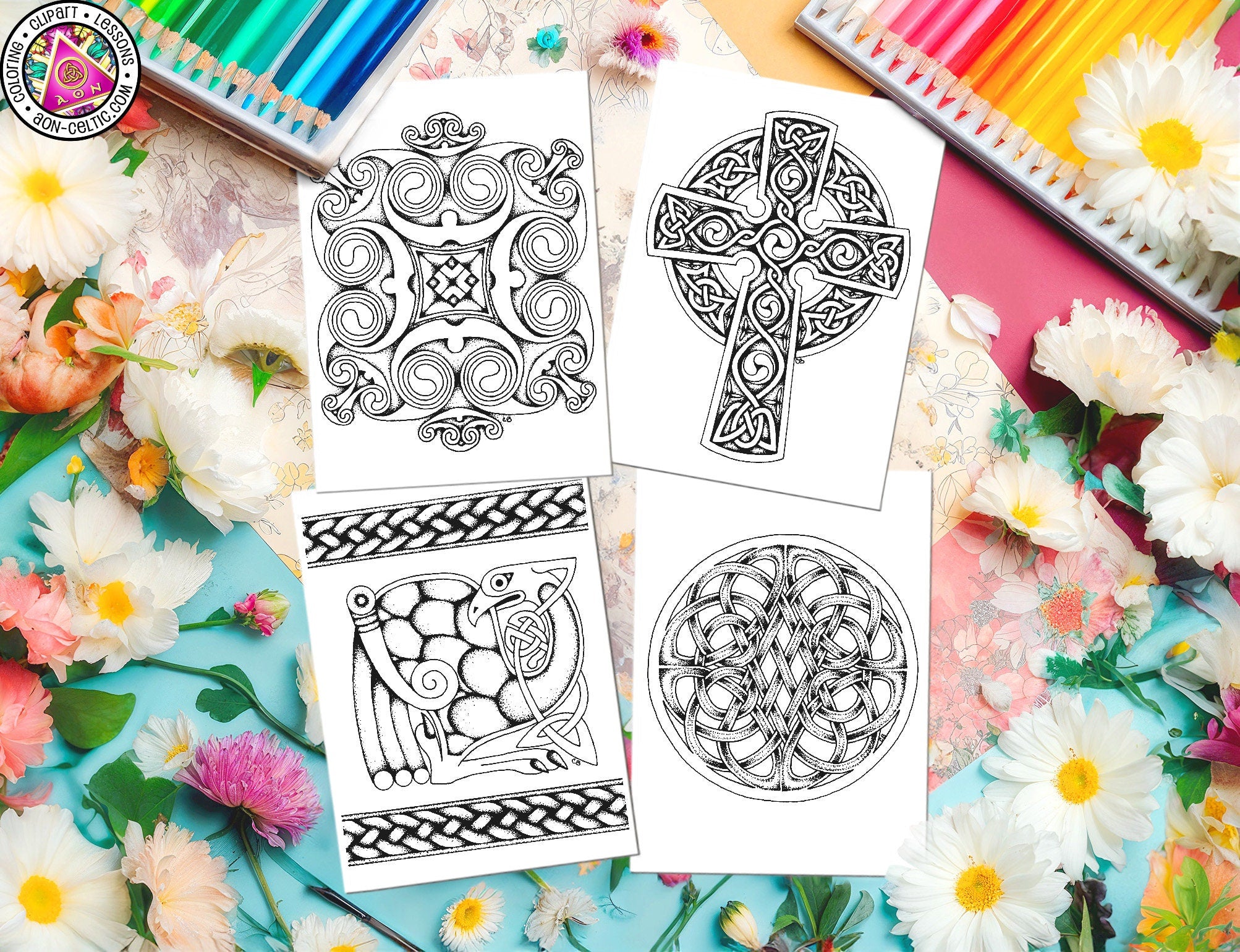 Celtic Greeting Cards | St Patricks Day 4 Pack - Blank Coloring Page Download