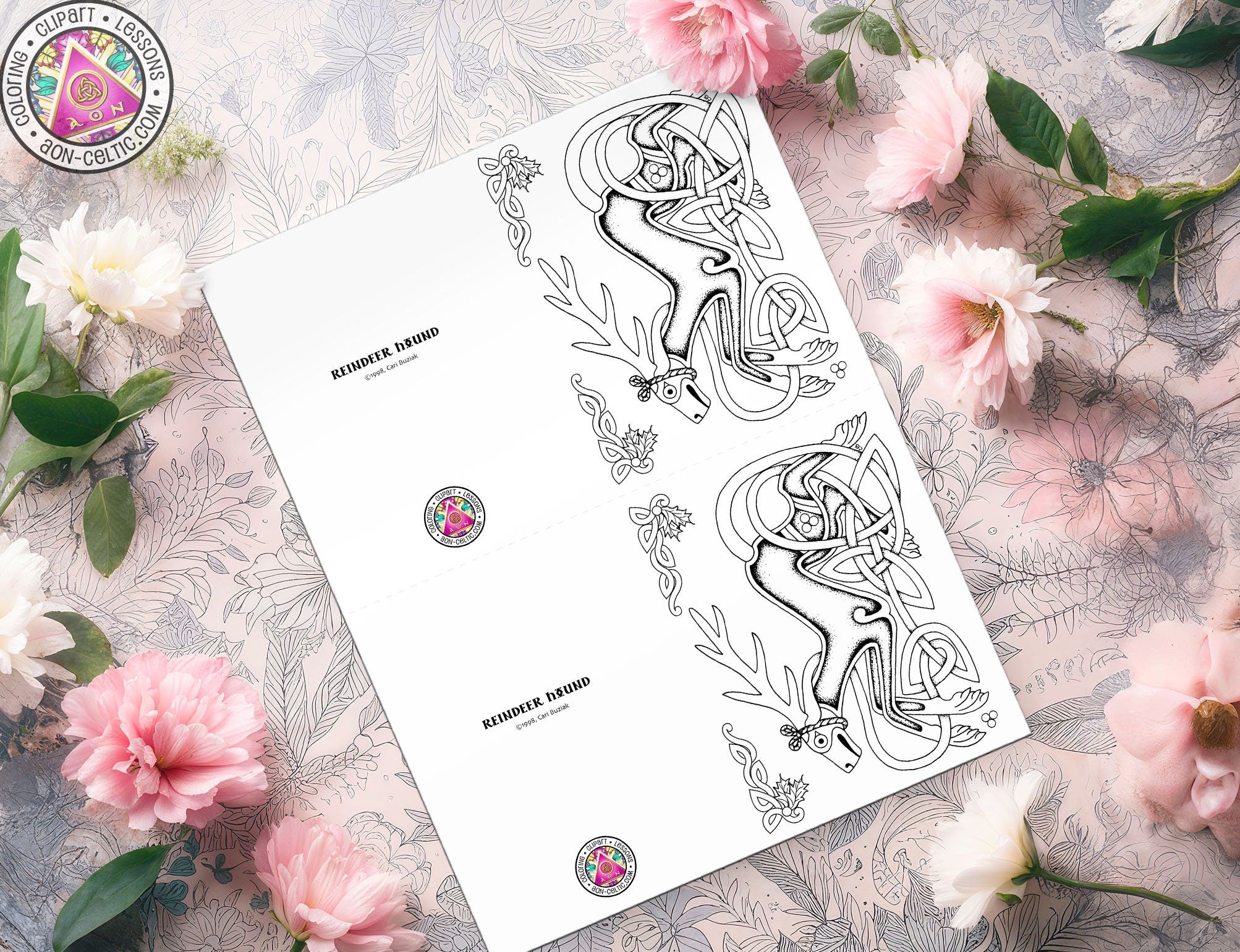 a sheet of paper with designs on it