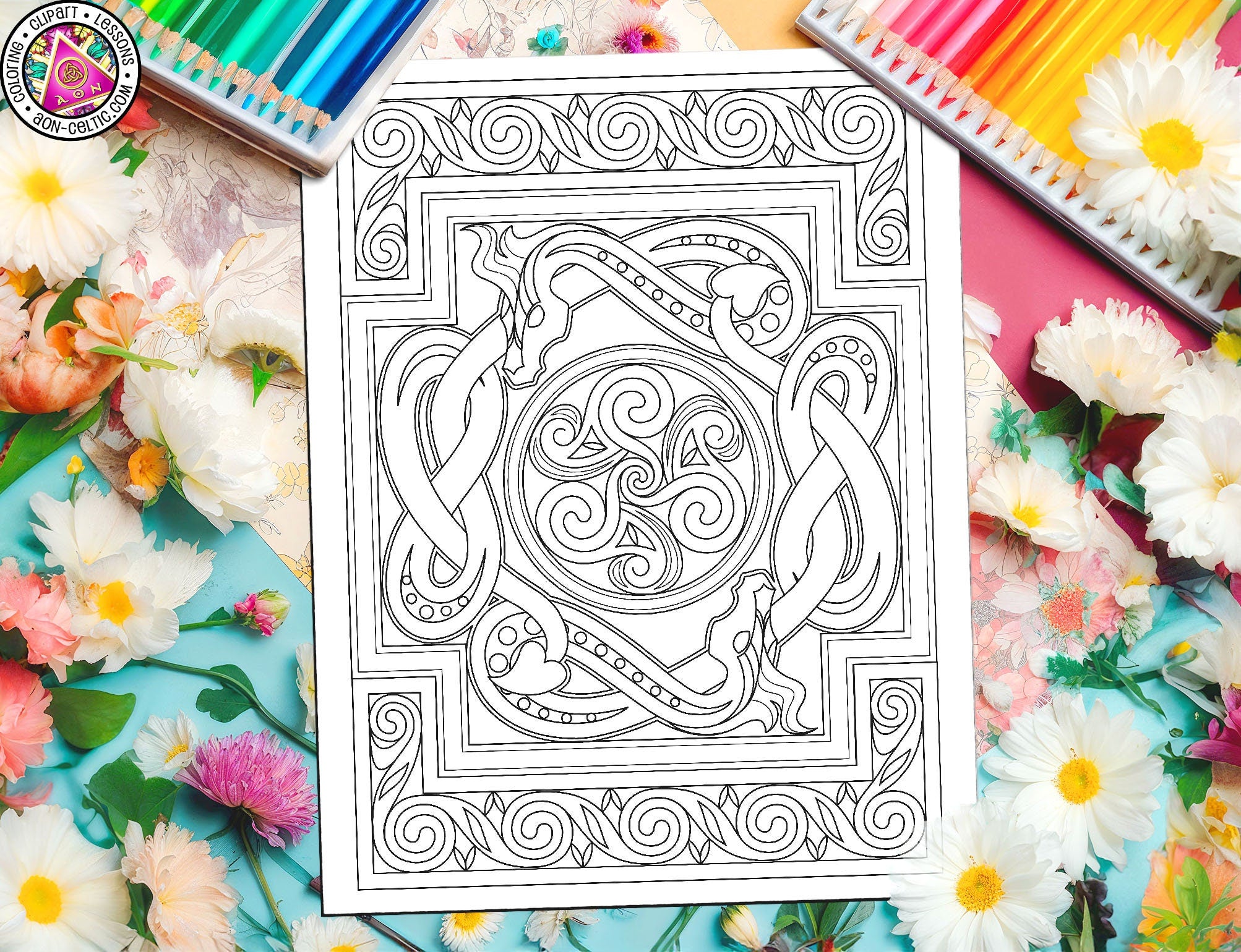 Celtic Water Dragons - Adult Coloring Book PDF | St Patrick's Day Art & Infinity Knot Patterns