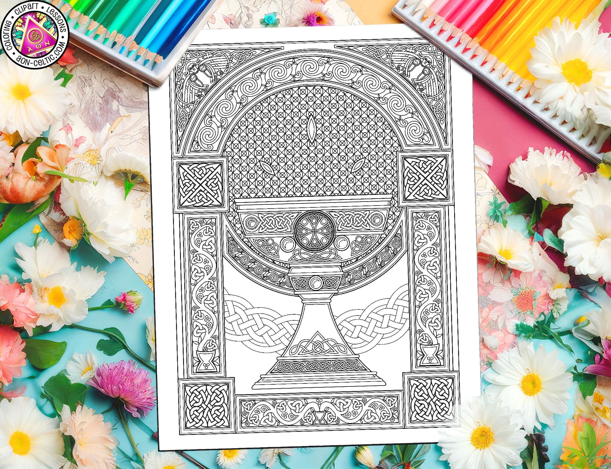 Celtic Coloring Book - King Arthur Holy Grail Art | St Patrick's Day PDF