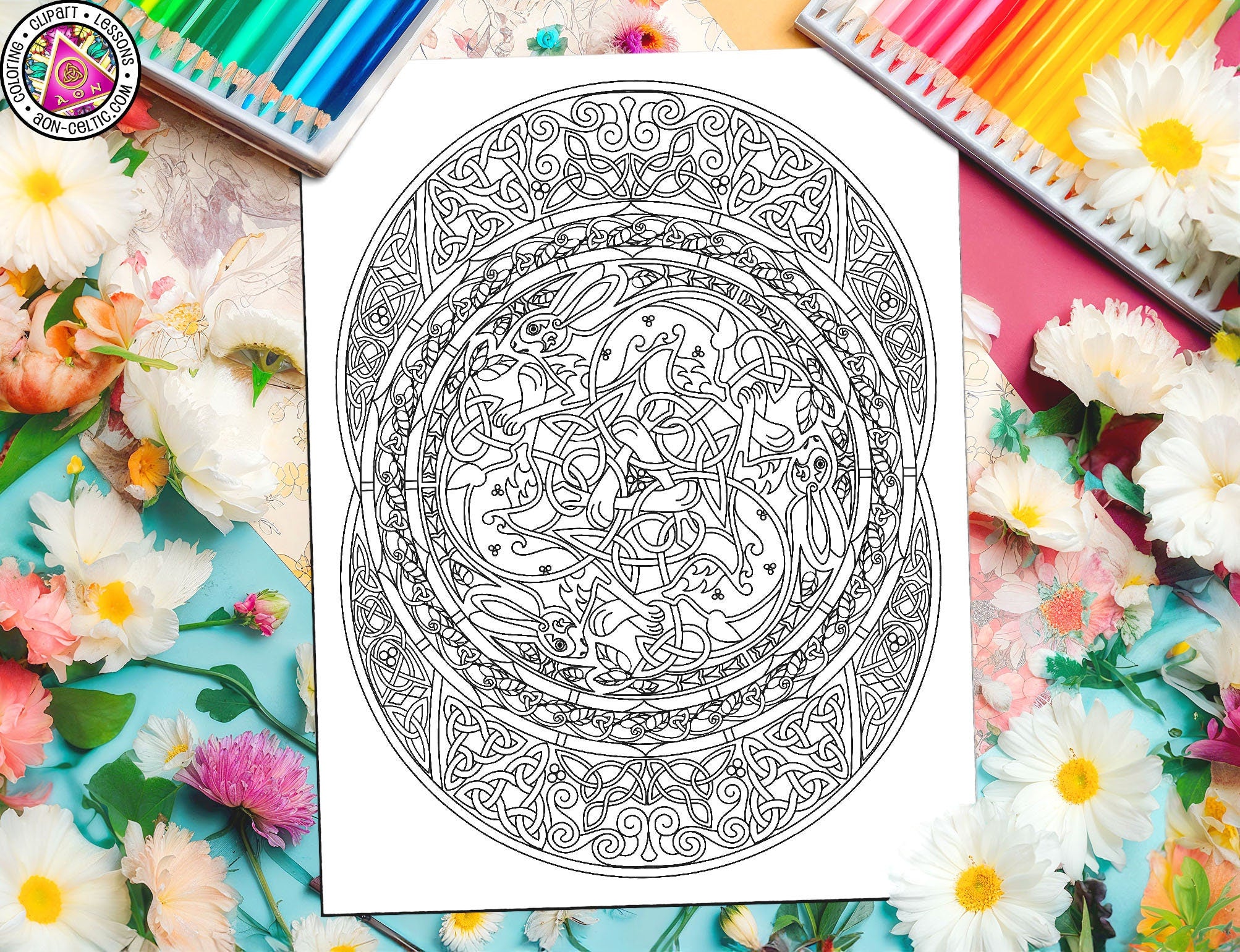 Celtic Rabbit Mandala - Easter Coloring Page | St Patrick's Coloring Book PDF