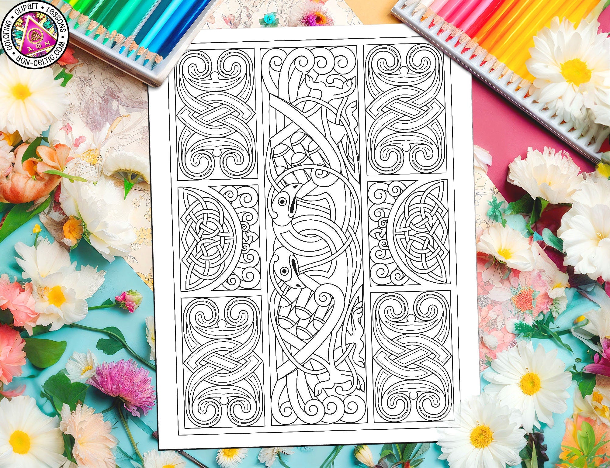 Celtic Coloring Book | Digital Download with Mandala Sheets, Sea Green Palette & Adult Pages