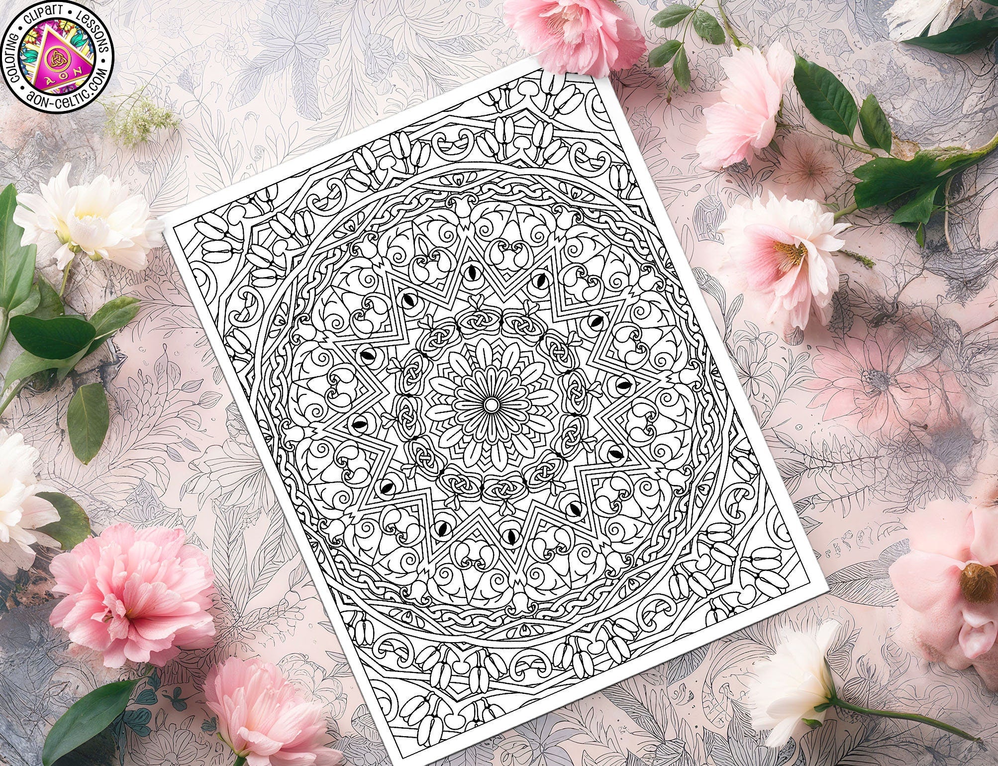 Celtic Coloring Book - St Patrick's Day Tulip Coloring Page With Intricate Knotwork Art