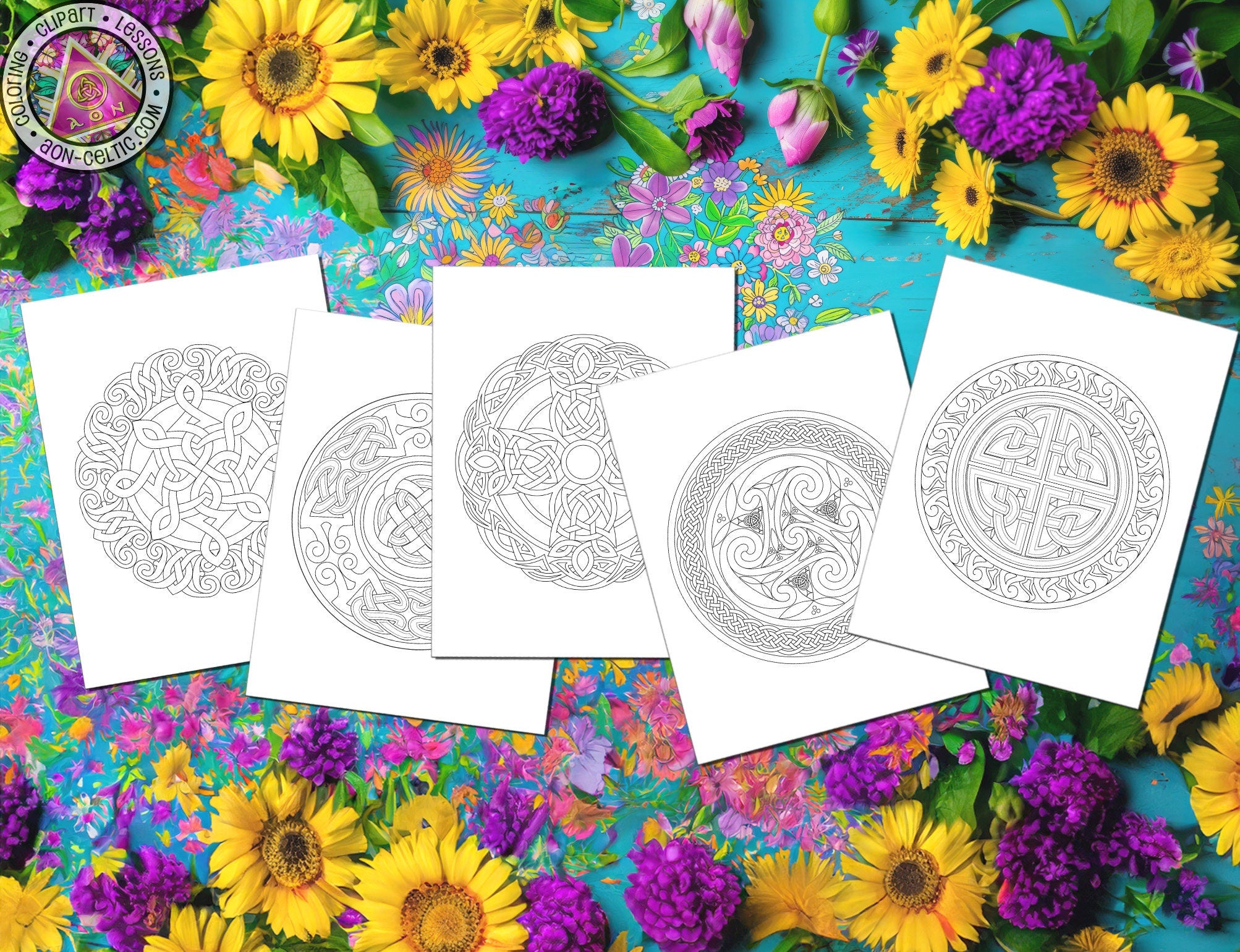 Celtic Mandala Coloring - Printable Ebook PDF With Intricate Knotwork Art Designs