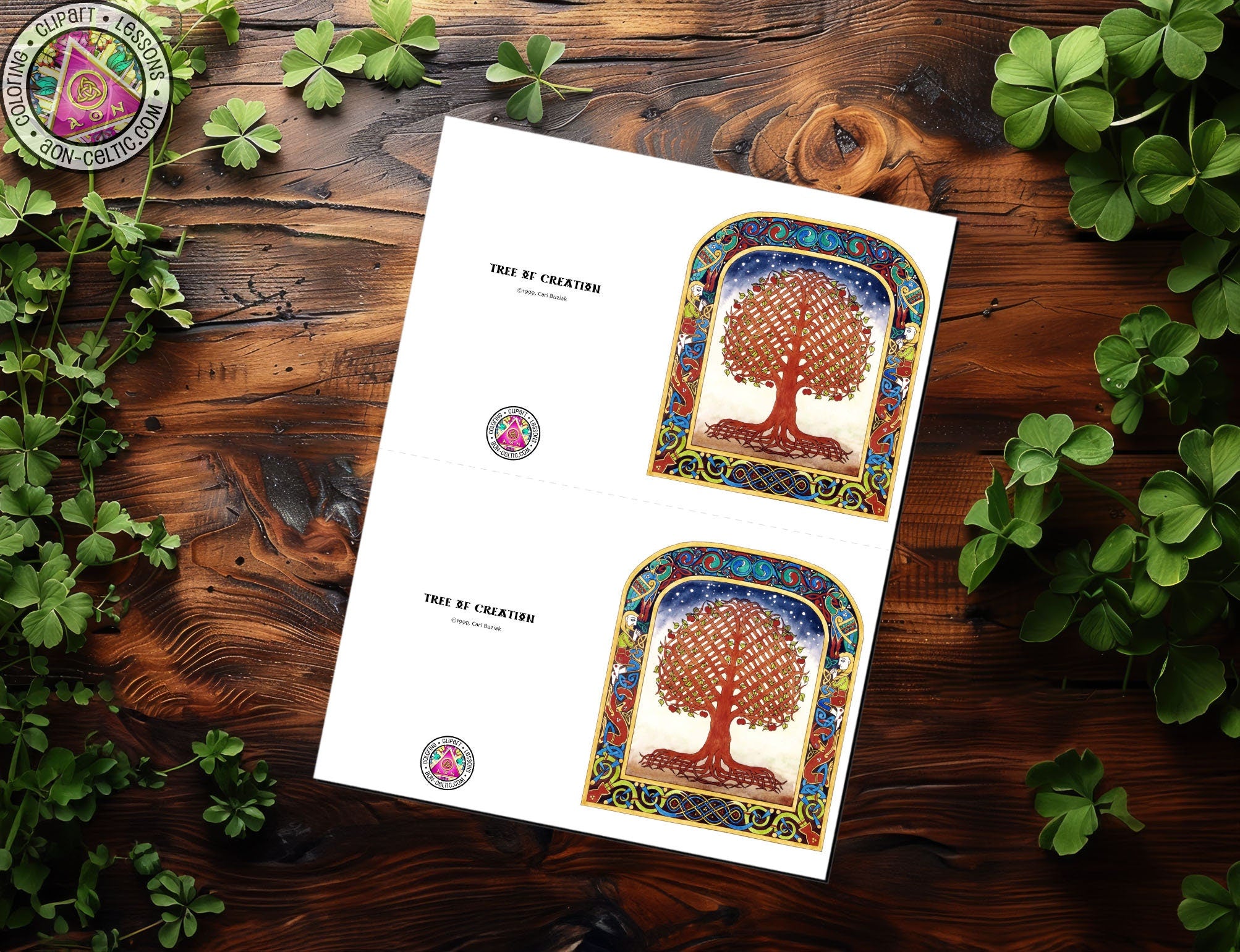 a card with a tree of life design on it