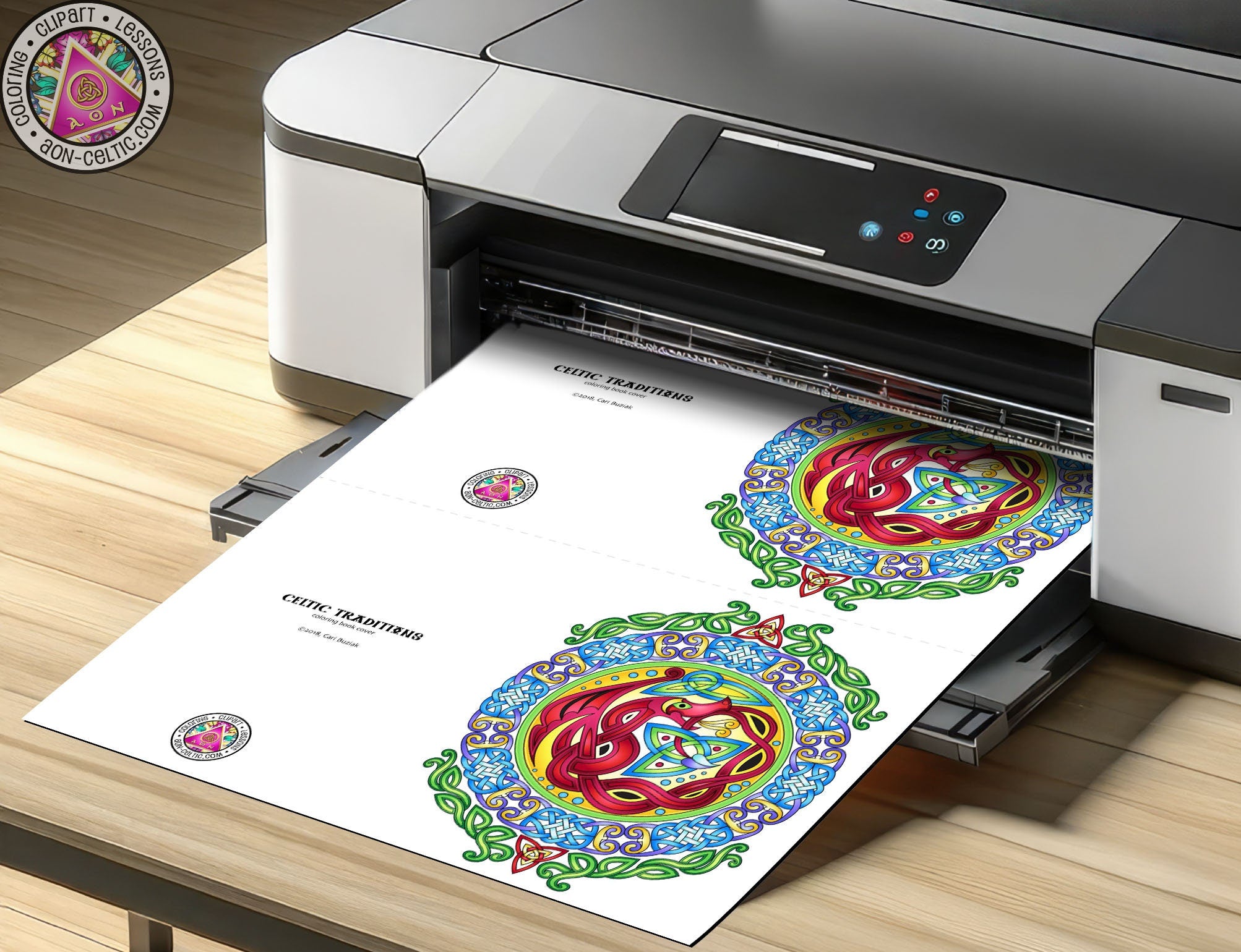a printer that has a picture of a flower on it