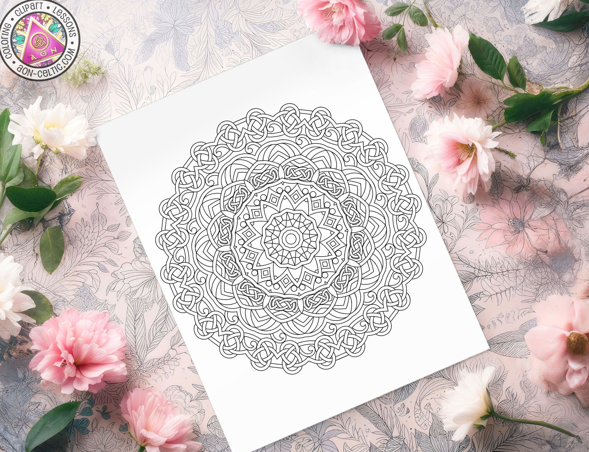 Celtic Mandala Coloring - Stained Glass Mandala With Infinity Knot Design