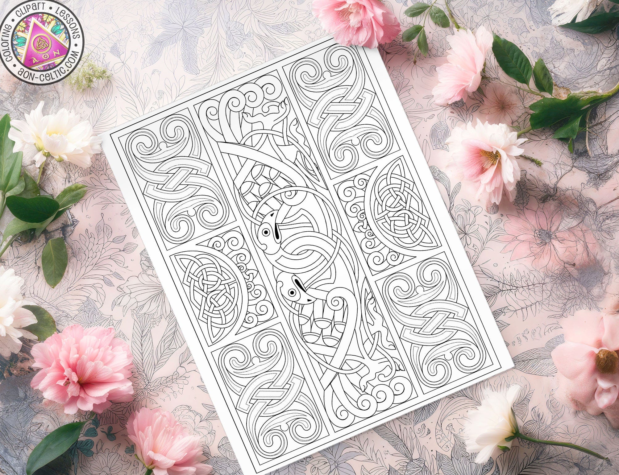 Celtic Coloring Book | Digital Download with Mandala Sheets, Sea Green Palette & Adult Pages